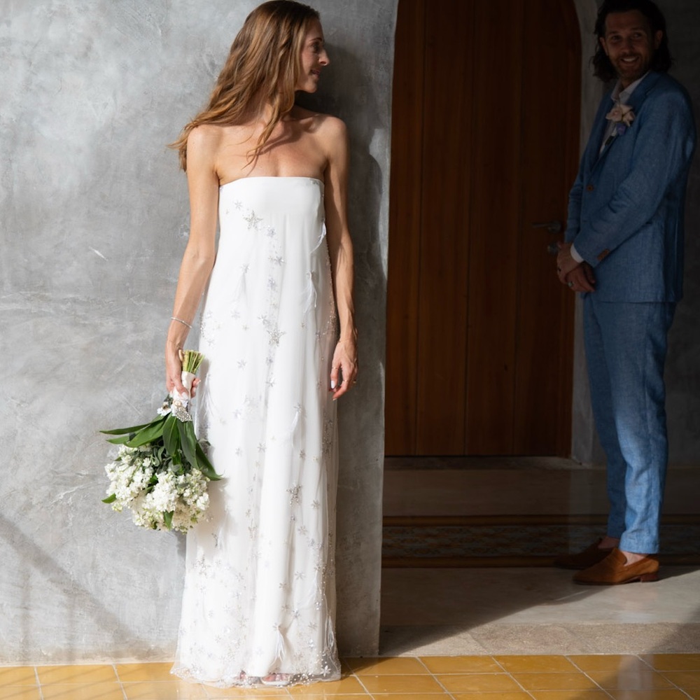 Marta Marti strapless wedding or after-party dress